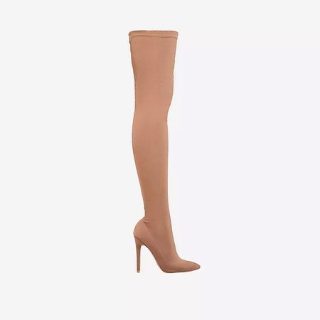 Alabama Pointed Toe Over The Knee Thigh High Long Sock Boot In Nude Lycra | EGO