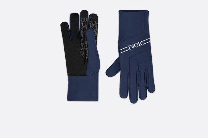 Ski Under-Gloves with 'DIOR' Band Navy Blue and Black Technical Fabric - products | DIOR
