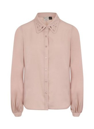 Ali Cutwork Collar Blouse | Vintage-Inspired Pink Shirt | Joanie | Joanie Clothing