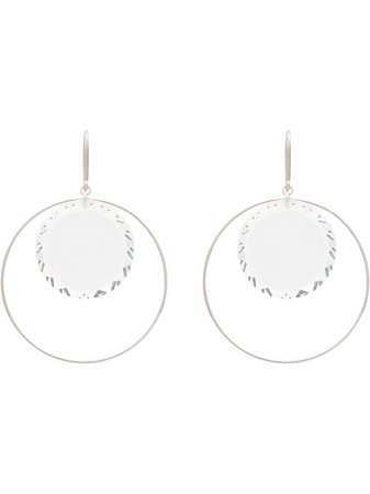 Isabel Marant Silver-Tone Glass Round Hoop Earrings | Farfetch.com