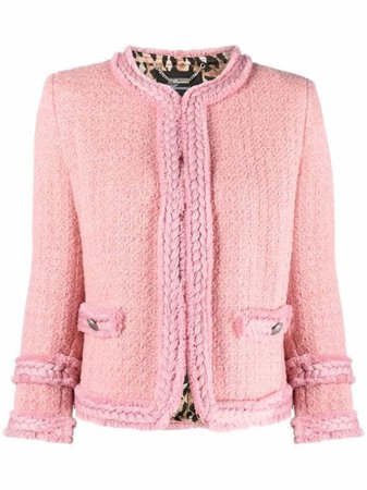 Blumarine braided-trim bouclé-knit jacket