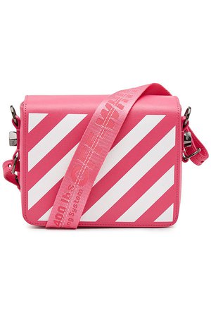 Off-White - Diag Flap Printed Leather Shoulder Bag - pink