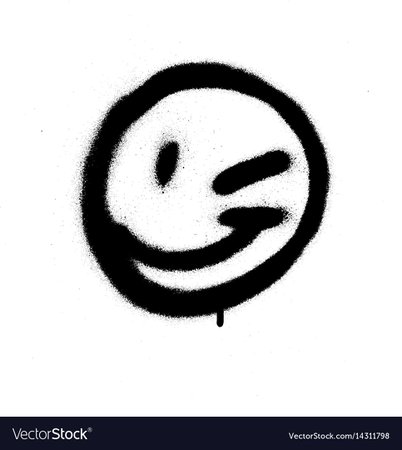 Graffiti emoticon wink face sprayed in black Vector Image