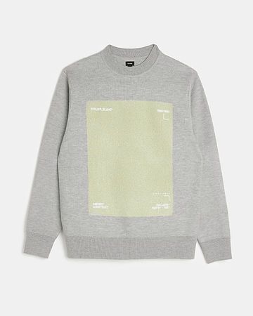 Grey Regular fit graphic Knitted jumper | River Island