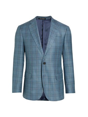 Shop Emporio Armani Plaid Two-Button Wool Blazer | Saks Fifth Avenue