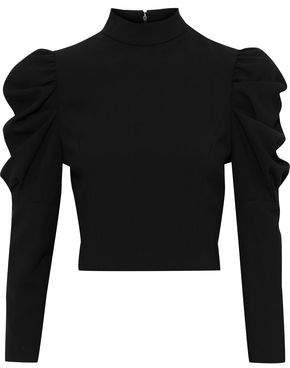 Brenna Cropped Gathered Crepe Top