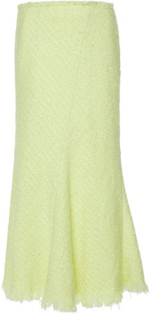 Frayed Wool-Blend Tweed Midi Skirt Size: 2