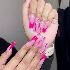 hot pink acrylic nails barbie - Google Search