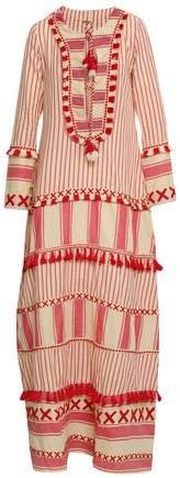 Samuelle Embroidered Striped Cotton-gauze Maxi Dress