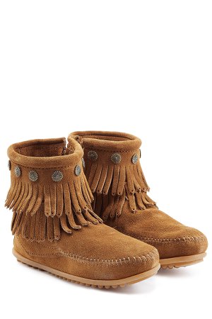 Concho Fringed Suede Ankle Boots with Studs Gr. US 8