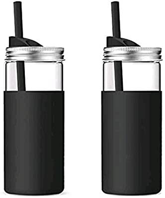 Amazon.com: Tronco 20Oz Borosilicate Glass Tumbler Bottle with Unbreakable Metal Mason Jar Style Lid and Protective Silicone Sleeve and Silicon Straw 2-Piece Set Pair BPA-Free Easy Cleaning: Kitchen & Dining