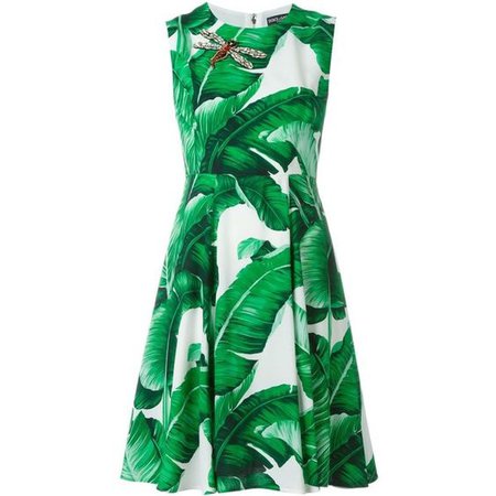 dolce and gabbana banana leaf print dress