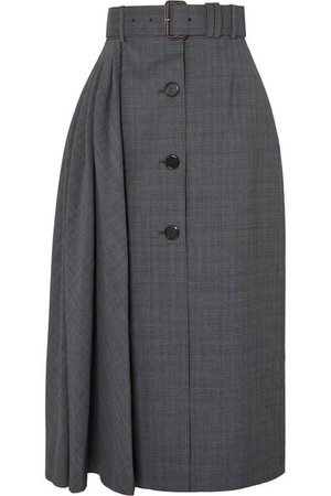 Prada | Pleated Prince of Wales checked wool-blend midi skirt | NET-A-PORTER.COM