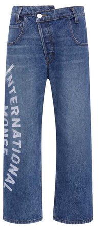 MONSE |  Printed Mid-rise Straight-leg Jeans -Blue $890. | MODA OPERANDI