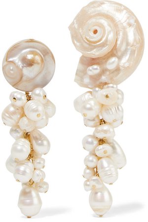 Anita Berisha | Mermaid shell and pearl earrings | NET-A-PORTER.COM
