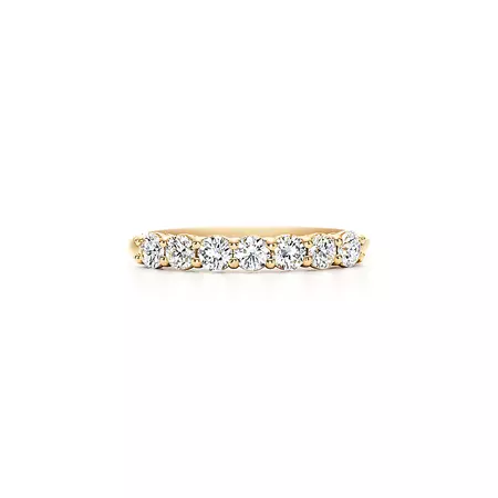 Tiffany Forever Band Ring in Yellow Gold with a Half-circle of Diamonds, 3 mm | Tiffany & Co.