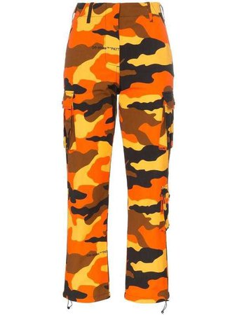 Off-White Cropped-Hose Mit Camouflage-Print