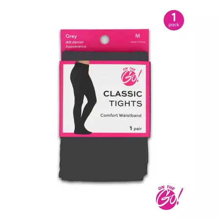 On The Go Women's Classic Opaque Grey Footed Tights - Walmart.com