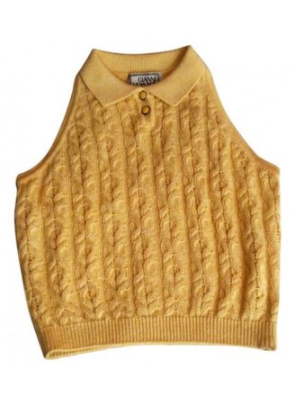 short sleeve yellow sweater top