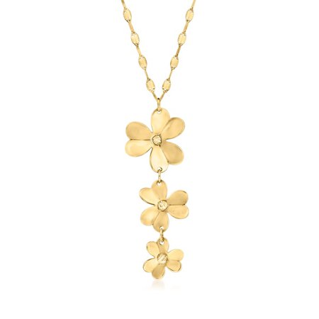 Ross-Simons Italian 14kt Yellow Gold Flower Necklace