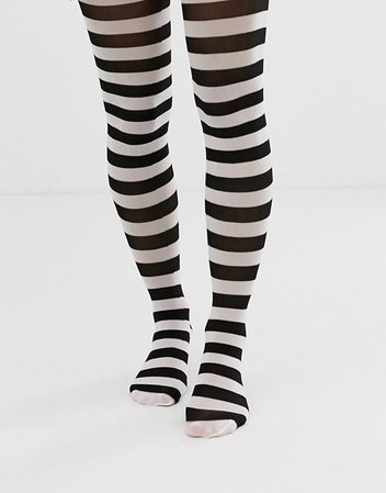 ASOS DESIGN Halloween stripe tights in black and white | ASOS