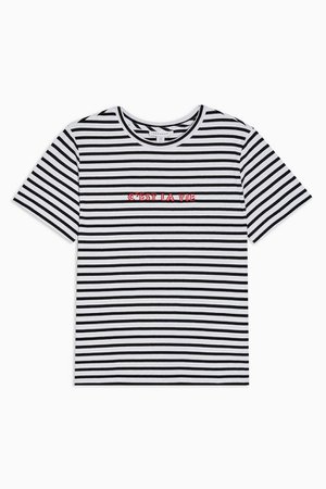 C'est La Vie Stripe T-Shirt | Topshop black white