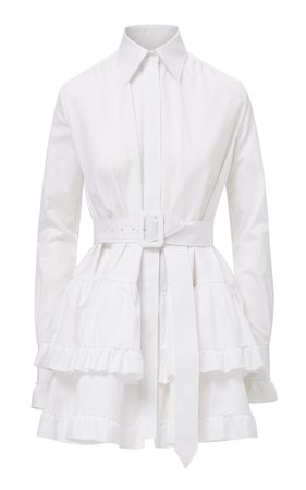Ruffled Cotton Mini Shirt Dress By Brandon Maxwell | Moda Operandi