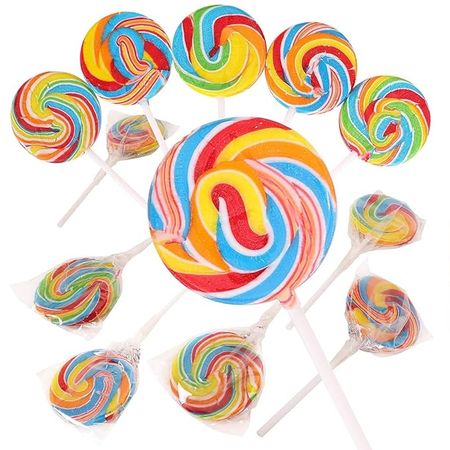 Mixed Fruit Flavor Large Rainbow Lollipops Candy Suckers | Fat/Gluten Free Fruit Allergy Friendly, No Artificial Flavors | Individually Wrapped Sticks for Birthdays, Baby Shower, Party Favors, Bulk Pack : Grocery & Gourmet Food