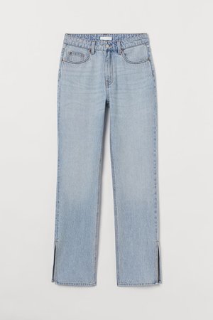 Straight High Split Jeans - Light denim blue - Ladies | H&M US