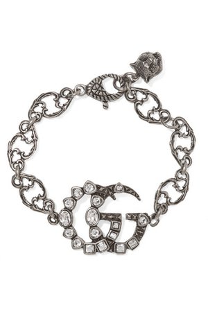 Gucci | Oxidized silver-tone crystal bracelet | NET-A-PORTER.COM