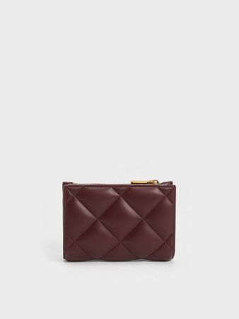 Dark Chocolate Gemma Quilted Card Holder - CHARLES & KEITH US