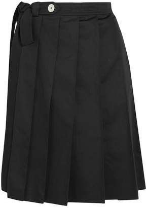 Pleated Cotton-twill Wrap Mini Skirt