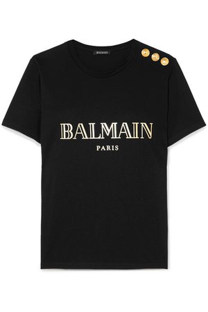 Balmain | T-shirt en jersey de coton imprimé à boutons | NET-A-PORTER.COM
