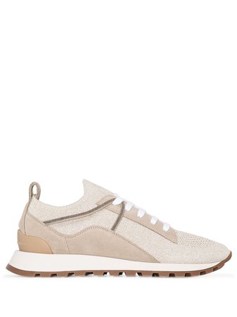 Brunello Cucinelli suede panelled knit sneakers