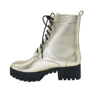 Yellow Gold Metallic Lace Up Combat Boots – Glam And Pop