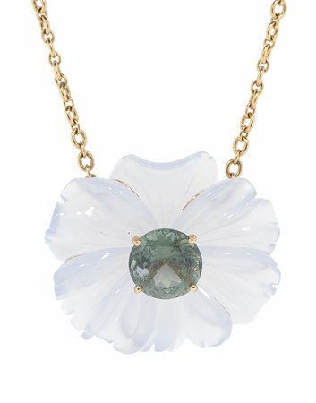 Chalcedony Flower Necklace with Green Tourmaline | Marissa Collections