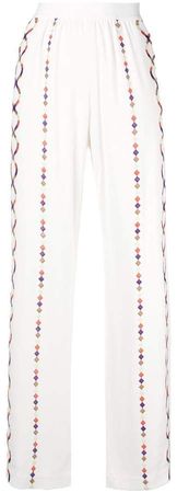 wide leg embroidered trousers