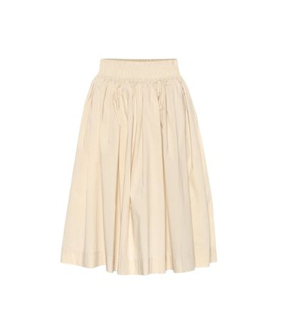 W'S pleated cotton poplin skirt