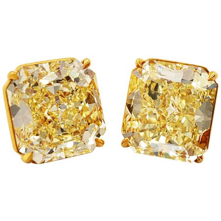 Scarselli 18k Gold 7 carat Yellow Diamond Stud Earrings