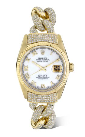 18k Yellow Gold Custom Mother Of Pearl Vintage Watch By Shay | Moda Operandi