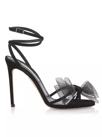 Shop Aquazzura Reve 105MM Suede Stiletto Sandals | Saks Fifth Avenue