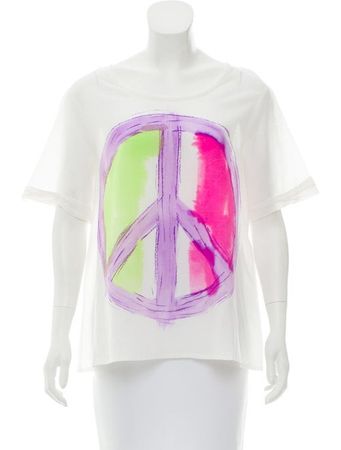 Moschino Cheap and Chic Peace and Irony Semi-Sheer Top - Clothing - WMO23117 | The RealReal
