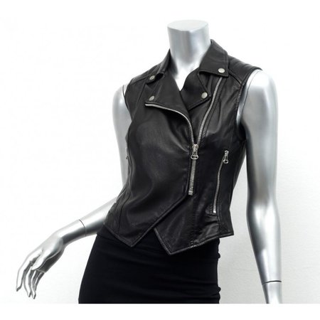 Darkness Women's Black Leather Vest