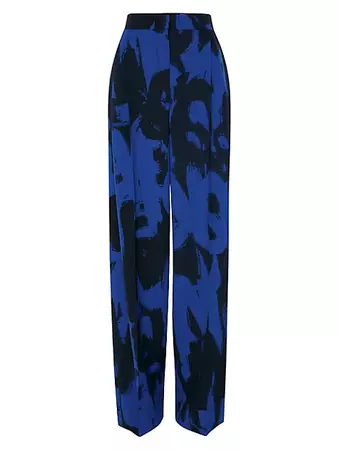 Shop Alexander McQueen High-Waisted Wide-Leg Graffiti-Logo Trousers | Saks Fifth Avenue