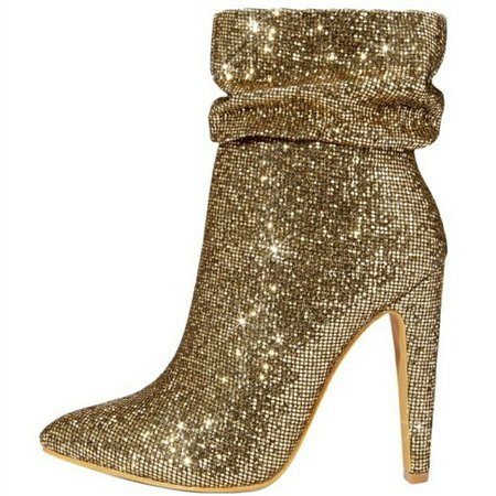 Shoes | Gold Slouchy Sparkle Boots | Poshmark