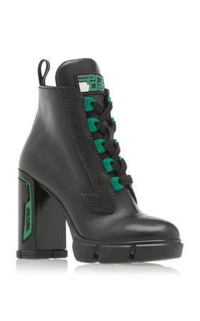Tronchetti Leather Ankle Boots by Prada | Moda Operandi