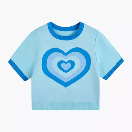 Blue Layered Heart Crop Top - Aesthetic Clothes Shop