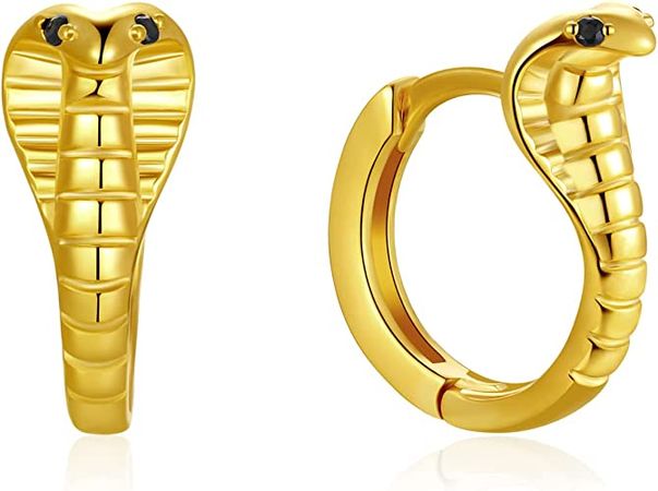 Amazon.com: Luxval Gold Snake Earrings, Huggie Hoop Earrings for Women,18K Gold Plated Cobra Black Eye Snake Earrings Hypoallergenic Jewelry : Clothing, Shoes & Jewelry