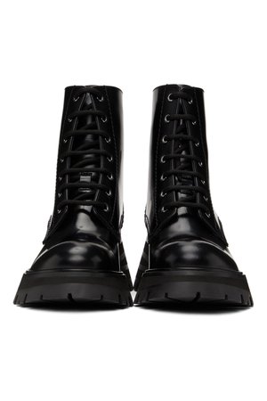 ALEXANDER MCQUEEN

Black Patent Lace-Up Boots