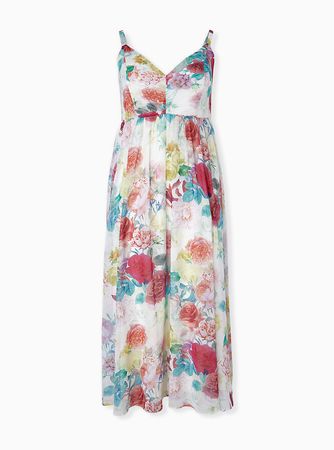 Plus Size - Ivory Floral Chiffon Maxi Dress - Torrid